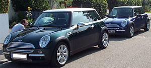 BMW Mini Coopers.
